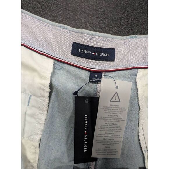 NWT Tommy Hilfiger Shorts Blue White The Flex Entrejambe Striped Bermuda 9" Casu - Picture 2 of 6